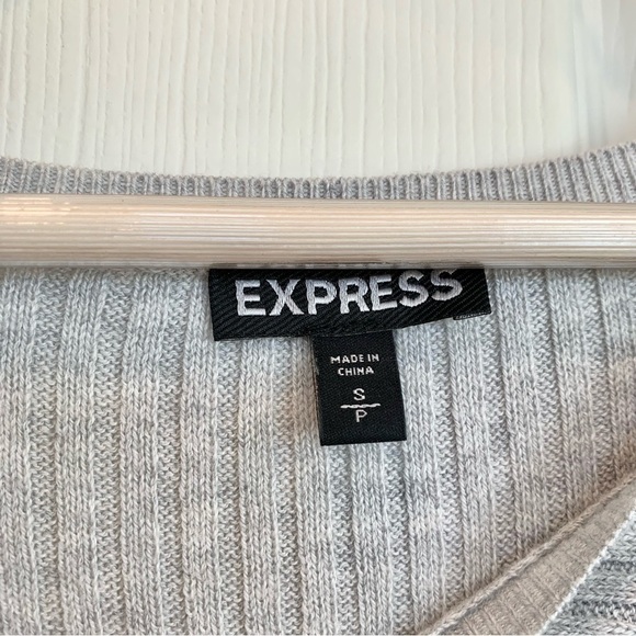 EXPRESS Grey Colorblock Ribbed Long Hi-Low Tunic Sweater - Picture 5 of 5